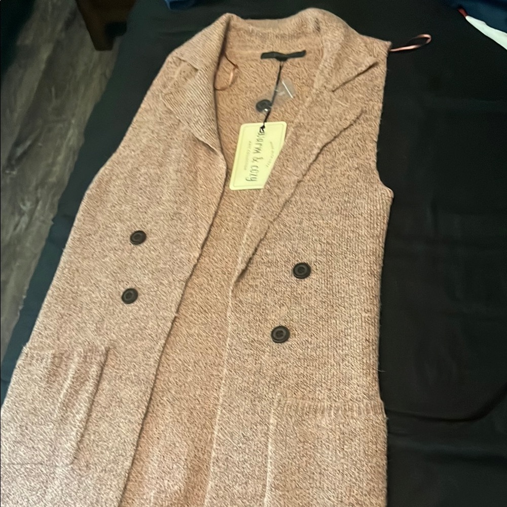 Love Tree Tan Double-Breasted Vest